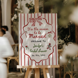 Hand Drawn Christmas Bridal Shower Welcome Foam Board