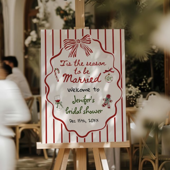 Hand Drawn Christmas Bridal Shower Welcome Foam Board (Creator Uploaded)