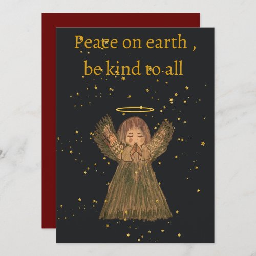 Hand drawn Christmas card  Angel  cute 