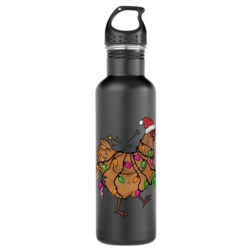 Hand Drawn Christmas Chicken Funny Stainless Steel Water Bottle