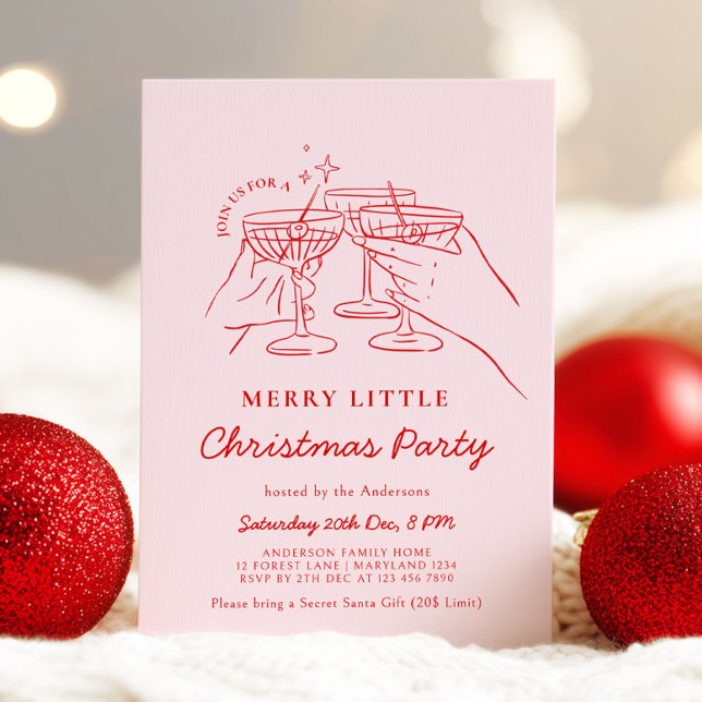 Hand Drawn Christmas Cocktail Party Invitation (Creator Uploaded)