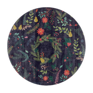 Hand-drawn Christmas florals: vintage collection Cutting Board