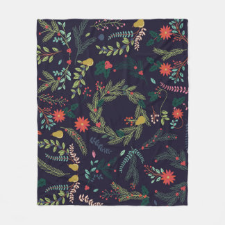 Hand-drawn Christmas florals: vintage collection Fleece Blanket