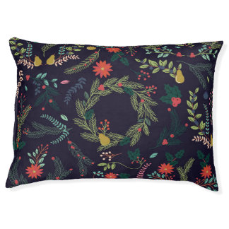 Hand-drawn Christmas florals: vintage collection Pet Bed