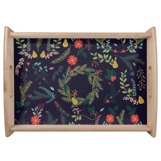 Hand-drawn Christmas florals: vintage collection Serving Tray
