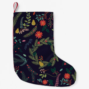 Hand-drawn Christmas florals: vintage collection Small Christmas Stocking
