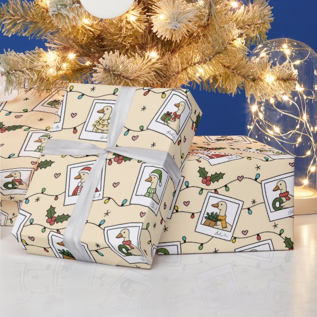 Hand Drawn  Christmas Geese - Wrapping Paper Roll (Holidays)