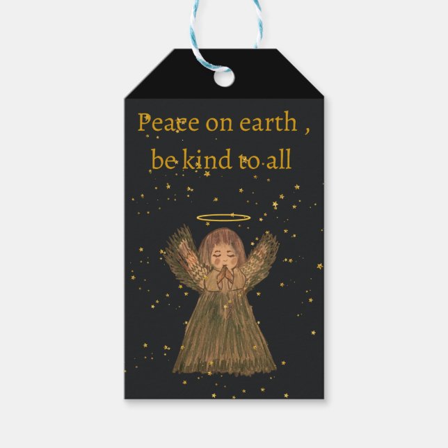 Hand drawn Christmas gift tag  , Angel ,   (Front)