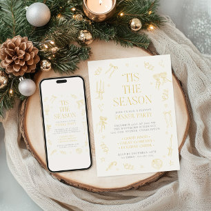 Hand Drawn Christmas Holiday Dinner Party Invite