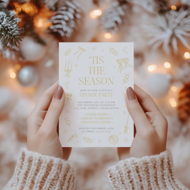 Hand Drawn Christmas Holiday Dinner Party Invite (Hand Drawn Christmas Holiday Dinner Party Invite)