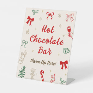 Hand Drawn Christmas Hot Chocolate Bar Pedestal Sign