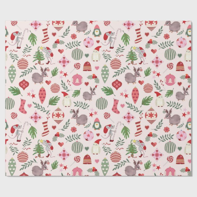 Hand-drawn Christmas Icons Wrapping Paper (Flat)