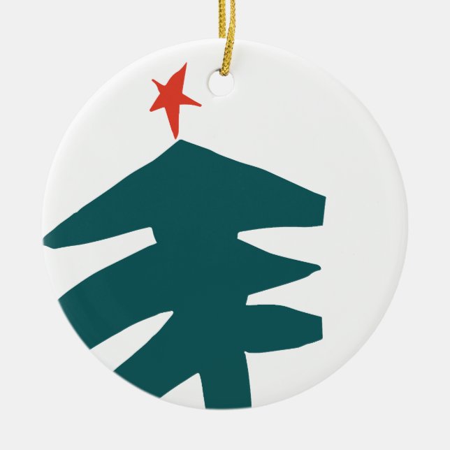 Hand Drawn Christmas Illustration Ceramic Ornament (Front)