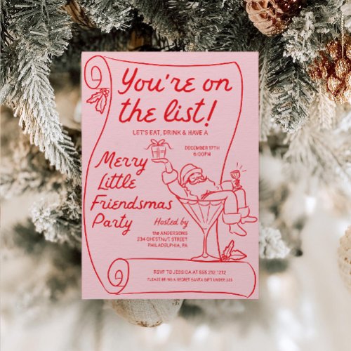Hand Drawn Christmas List Party Christmas Party Invitation