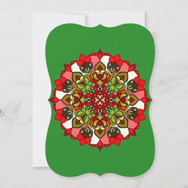 Hand-Drawn Christmas Mandala Card (Front)