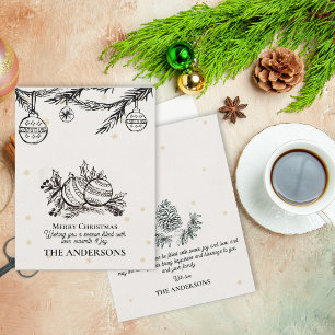 Hand Drawn Christmas Ornaments Personalized Family Holiday Card