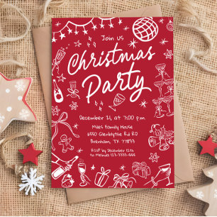 Hand Drawn Christmas Party Invitation, Christmas Invitation