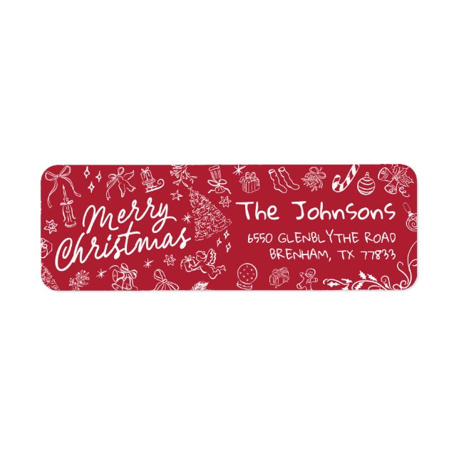 Hand Drawn Christmas  Return Address Label (Front)