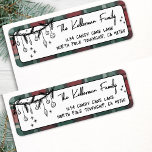 Hand Drawn Christmas Return Address Label<br><div class="desc">Festive Holiday Return Address Label. This cheerful design features a doodle swag of black greenery and hanging ornaments in the top left corner, with scattered black star doodles across a clean white background for a classic holiday look. Your name and address appear on the right in black fonts using a...</div>