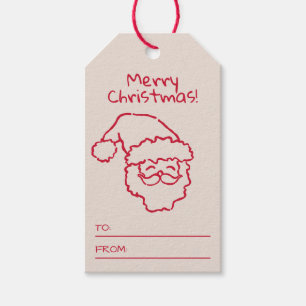 Hand Drawn Christmas Santa Claus Merry Christmas Gift Tags