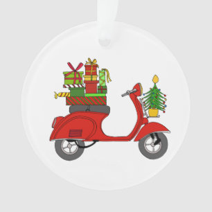 Hand drawn Christmas scooter with gifts Ornament