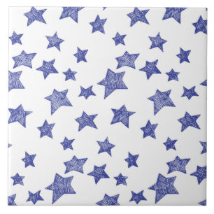 Hand drawn Christmas stars Tile