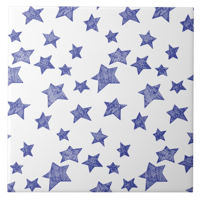 Hand drawn Christmas stars Tile (Front)