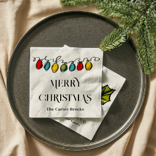 Hand Drawn Christmas String Lights Sketch Napkins