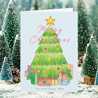 Hand Drawn Christmas Tree Family Holiday Card
