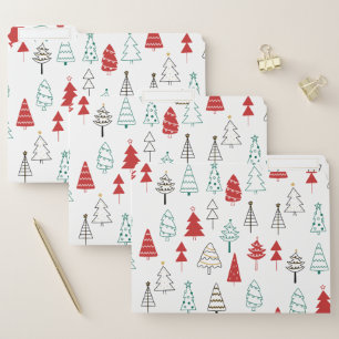 Hand Drawn Christmas Tree Pattern File Folder