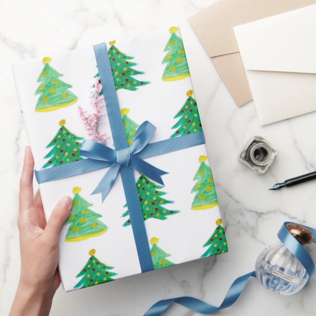 Hand drawn Christmas Tree Pattern Wrapping Paper (Gifting)