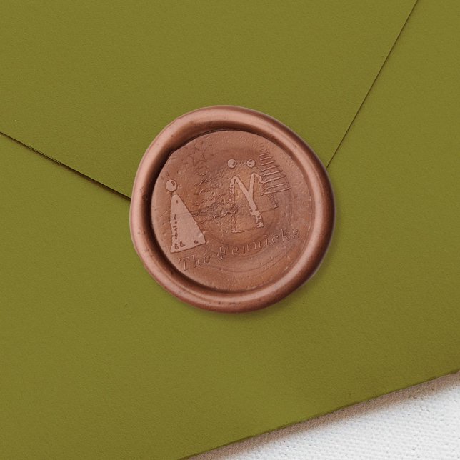 Hand-Drawn Christmas Trees Personalized Wax Seal Stamp (Christmas trees custom holiday wax seal.)