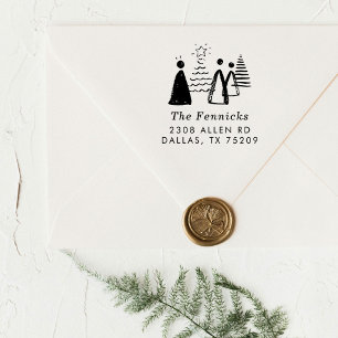 Hand-Drawn Christmas Trees Return Address Self-inking Stamp