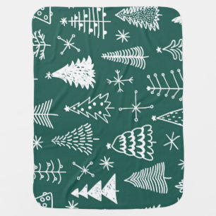 Hand drawn Christmas trees, winter pattern. Baby Blanket