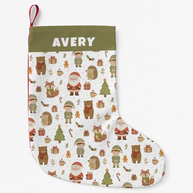 Hand Drawn Christmas Woodland Christmas Stocking (Front)