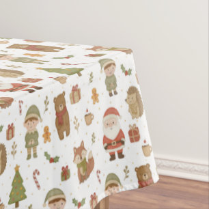 Hand Drawn Christmas Woodland Tablecloth