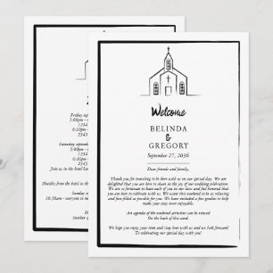 Hand Drawn Church Whimsical Wedding Itinerary Program