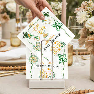 Hand Drawn Ciao Italian Pizza & Pasta Baby Shower Napkins