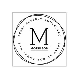 Return Address Stamp Round Logo Stamp Gift Custom Initial Monogram Stamper Personalized Rubber Stamp Round Wood Mounted Stamps IPHS290