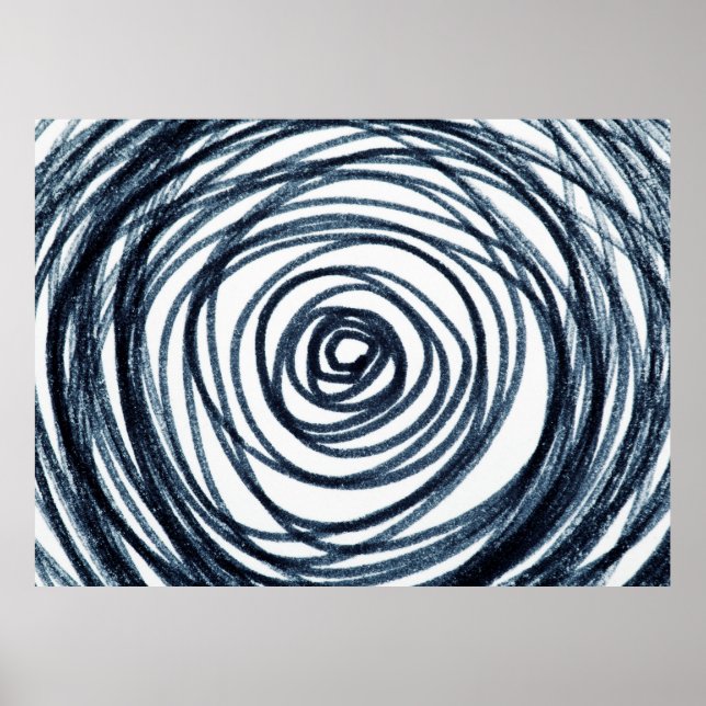 Hand-drawn circles spiral pattern with abstract do poster (Front)