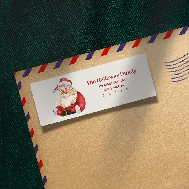 Hand Drawn Classic Red Santa Return Address Label (Send holiday greetings with a classic touch! )