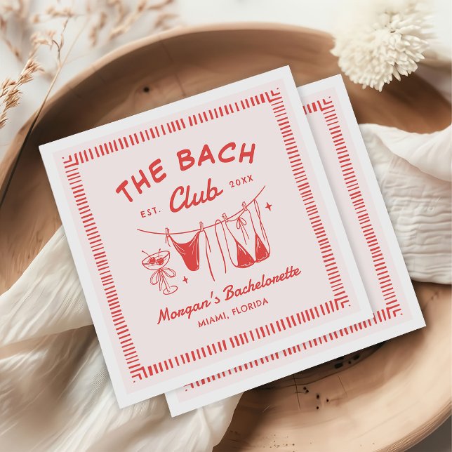 Hand Drawn Coastal Bachelorette Weekend Itinerary Napkins (Creator Uploaded)