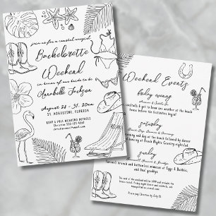 Hand Drawn Coastal Cowgirl Bachelorette Party Invitation