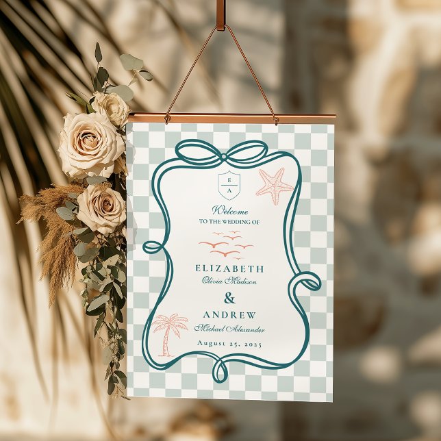 Hand-Drawn Coastal Wedding Foam Board (Creator Uploaded)
