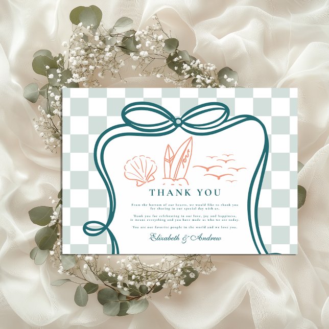 Hand-Drawn Coastal Wedding Thank You Card (Creator Uploaded)