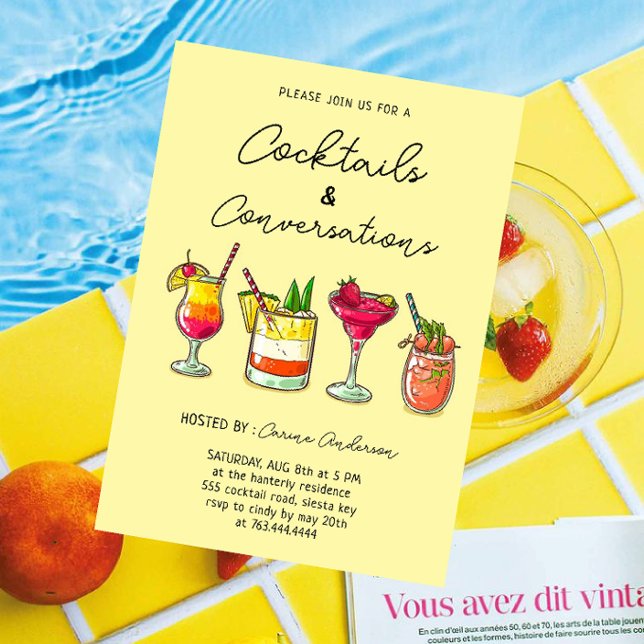 Hand drawn Cocktails and Conversation Party Invitation (Creator Uploaded)