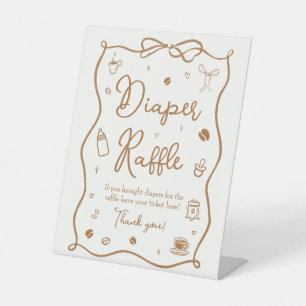 Hand Drawn Coffee Baby Shower Diaper Raffle Pedestal Sign