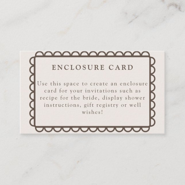 Hand Drawn Coffee Bridal Shower Enclosure Card (Front)
