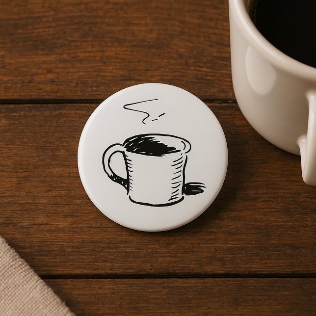 Hand Drawn Coffee Mug Sketch Minimalist Button (Creator Uploaded)