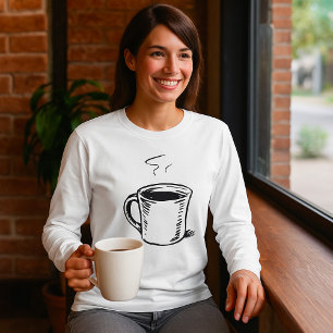 Hand Drawn Coffee Mug Sketch Minimalist T-Shirt